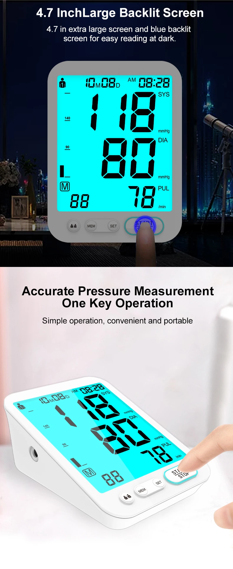 Blood Pressure Monitor LCD Display
