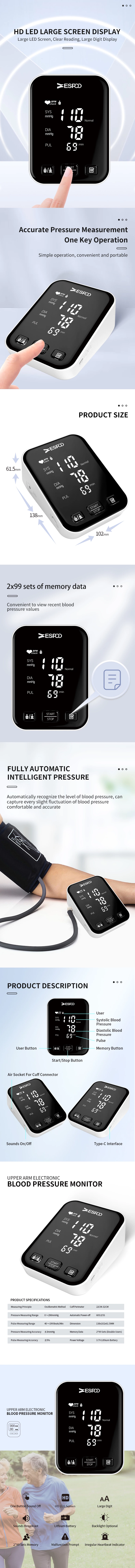 LED Display Blood Pressure Monitor