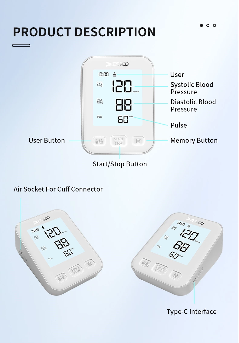 Blood Pressure Monitor LCD Display